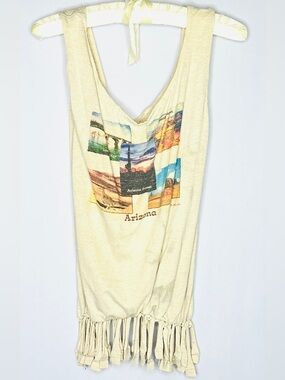 Upcycled Fringe Tote Bag – Arizona Graphic T-Shirt Reworked Boho Bag